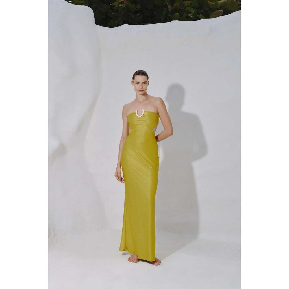 Baobab Petra Maxi Dress Lemon Zest Medium NWT $300 Retail